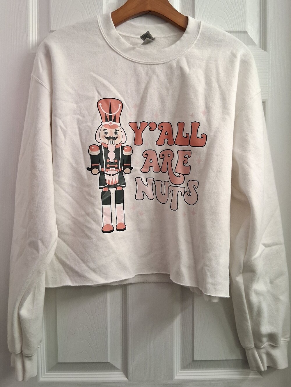 Funny Boxy Cropped Nutcracker Sweatahirt Yall Are Nuts Medium